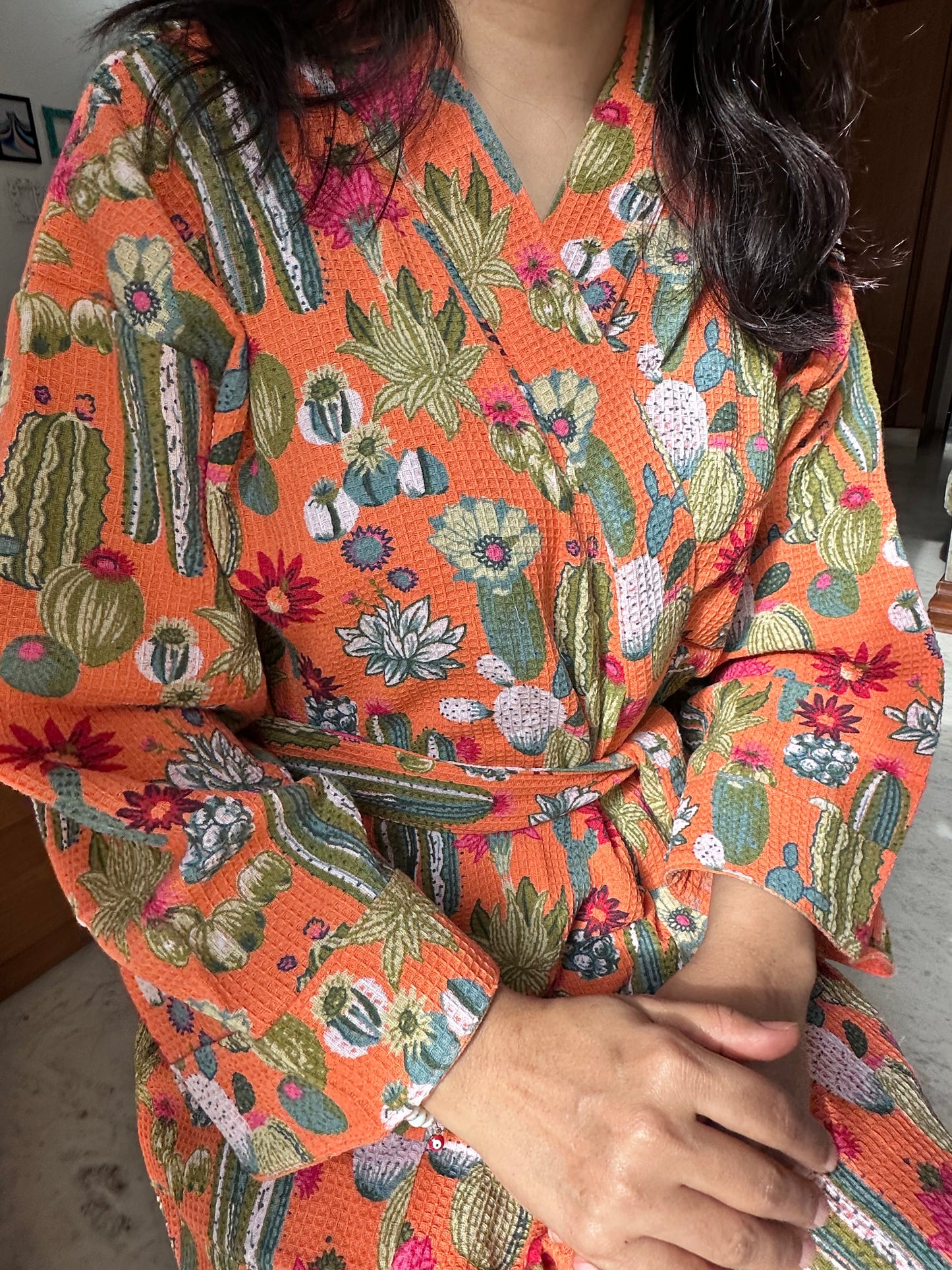 CORAL WAFFLE BATHROBE