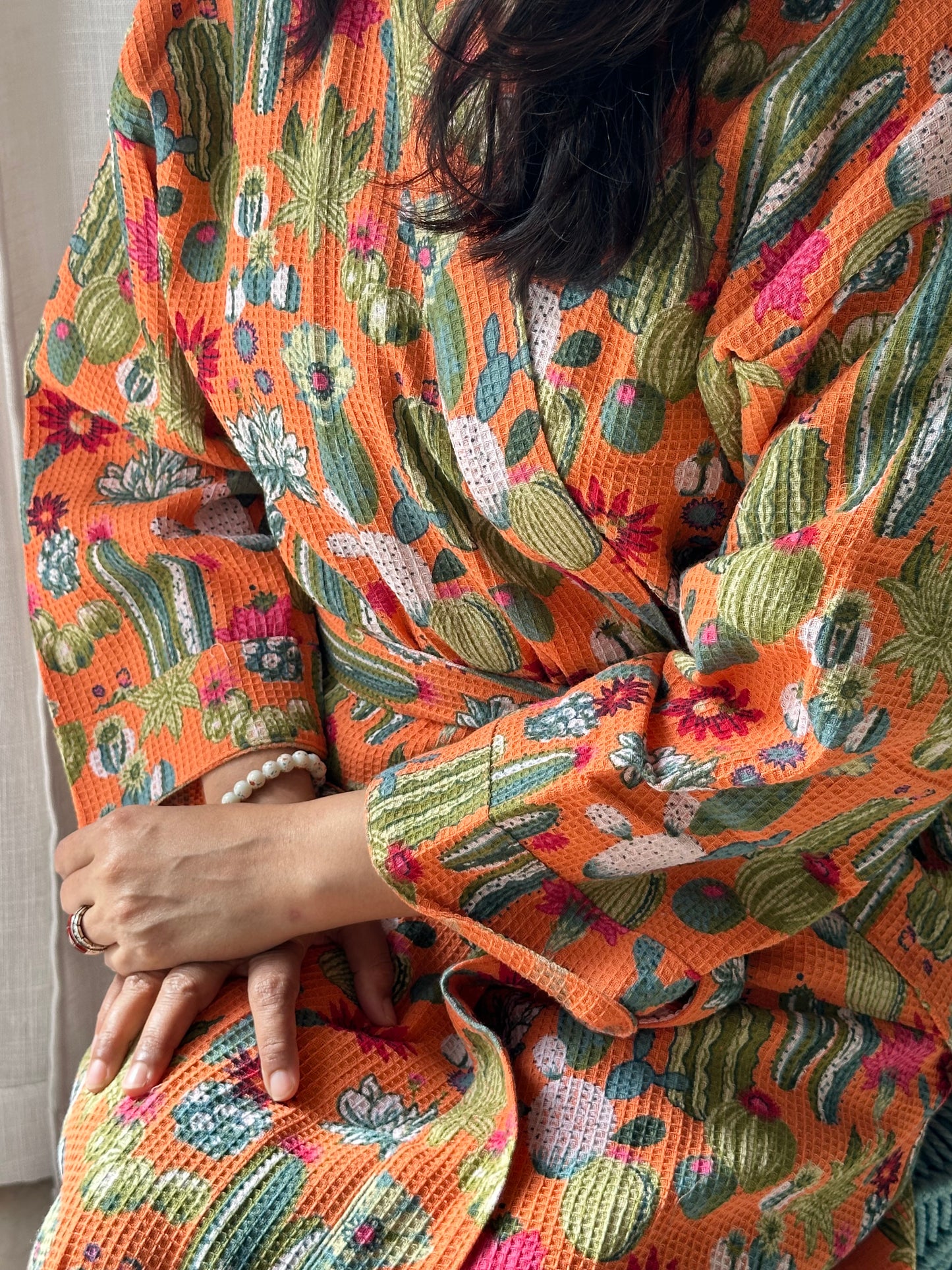 CORAL WAFFLE BATHROBE